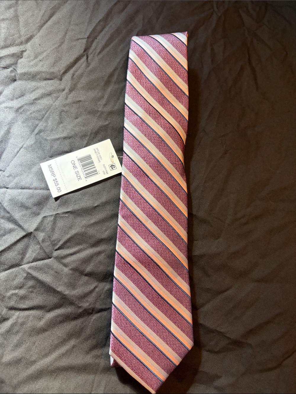 Perry Ellis Pink and Light Gray Diagonal Stripe Tie